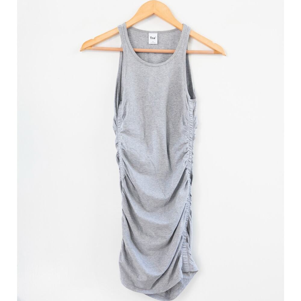 Aritzia Tna Chill Malibu Dress Bodycon Ruched Stretch Mini Heather Gray Size XS